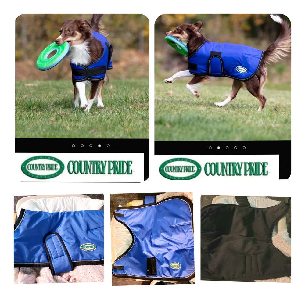 Blue Waterproof Dog Vest - Insulated Reflective Pet Anxiety Blanket (M)